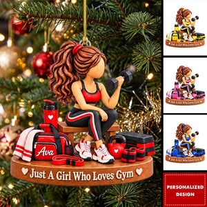 Personalized Gym Girl Ornament, Just A Girl Who Loves Gym Acrylic Ornament