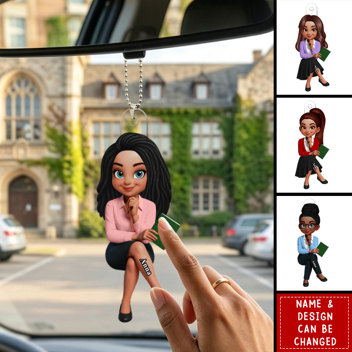 Teach Love Changes Life - Personalized Acrylic Car Ornament - African American Teacher Appreciation Gift