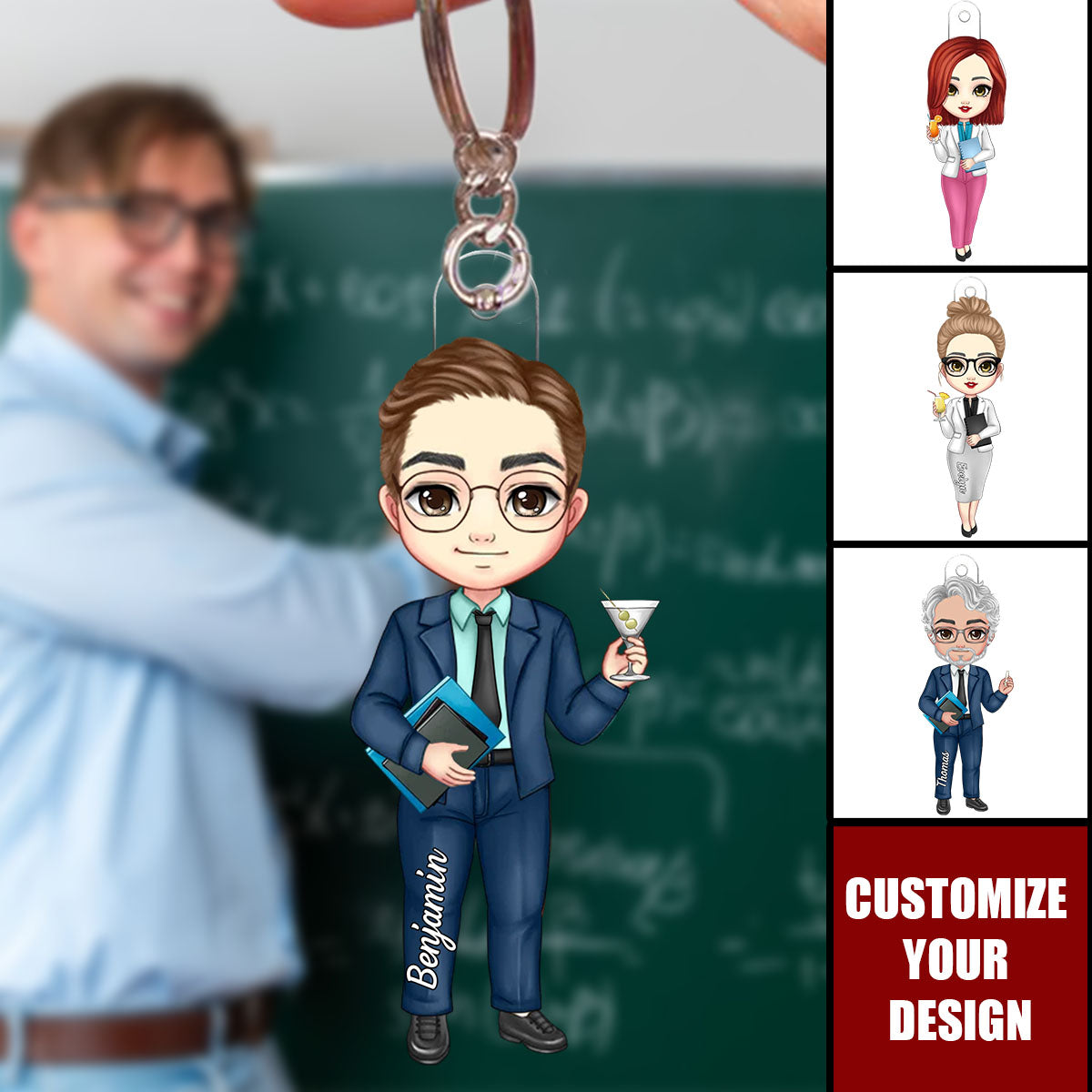 Cartoon Fashion Teacher - Personalized Acrylic Keychain, Back to School Teacher's Day Gift for Teacher