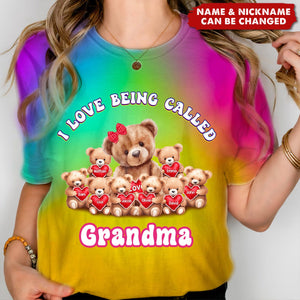 Grandma Bear I Love Being Called Grandma - Personalized T-shirt