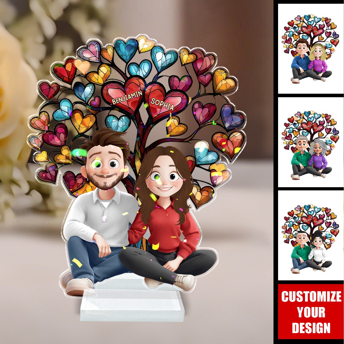 Couple Sitting Together - Personalized Holographic Acrylic Plaque