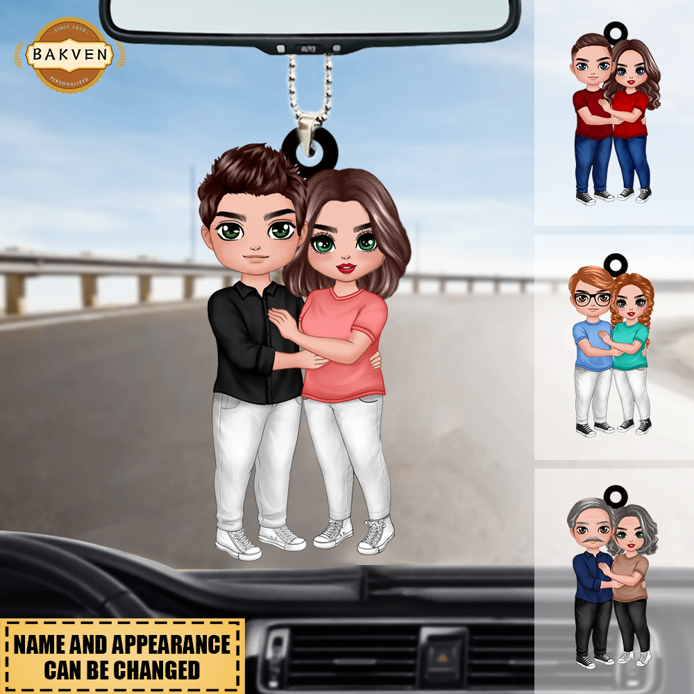Doll Couple Hugging - Personalized Ornament - Anniversary Gift For Couple - Gift For Him - Gift For Her