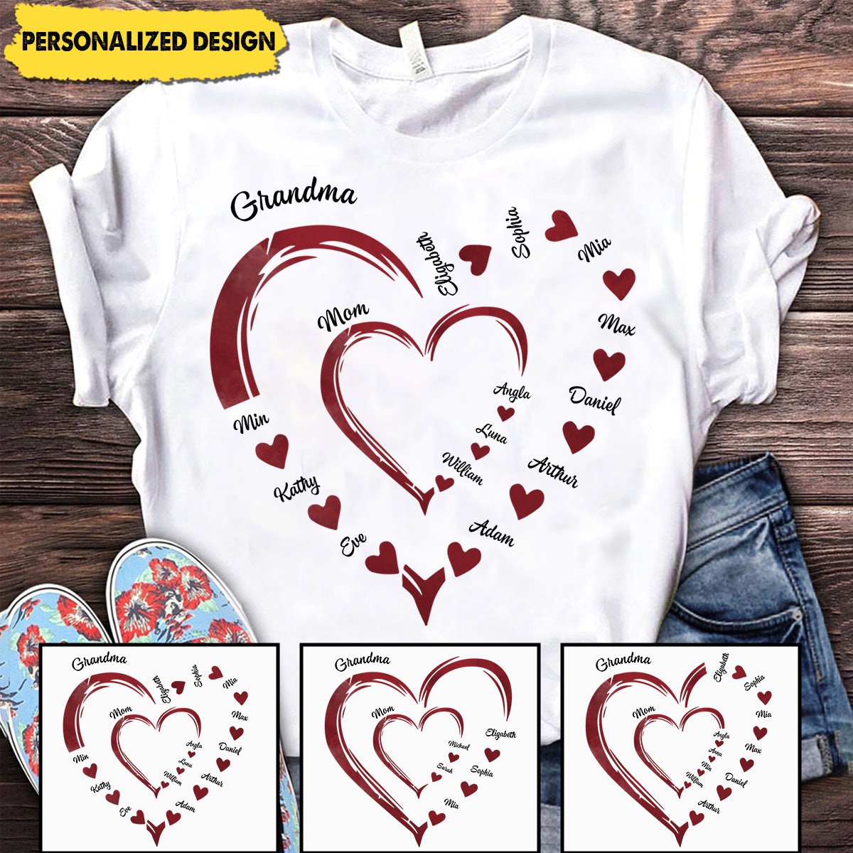 Mommy's Sweethearts - Family Personalized Custom Unisex T-shirt - Gift For Grandma