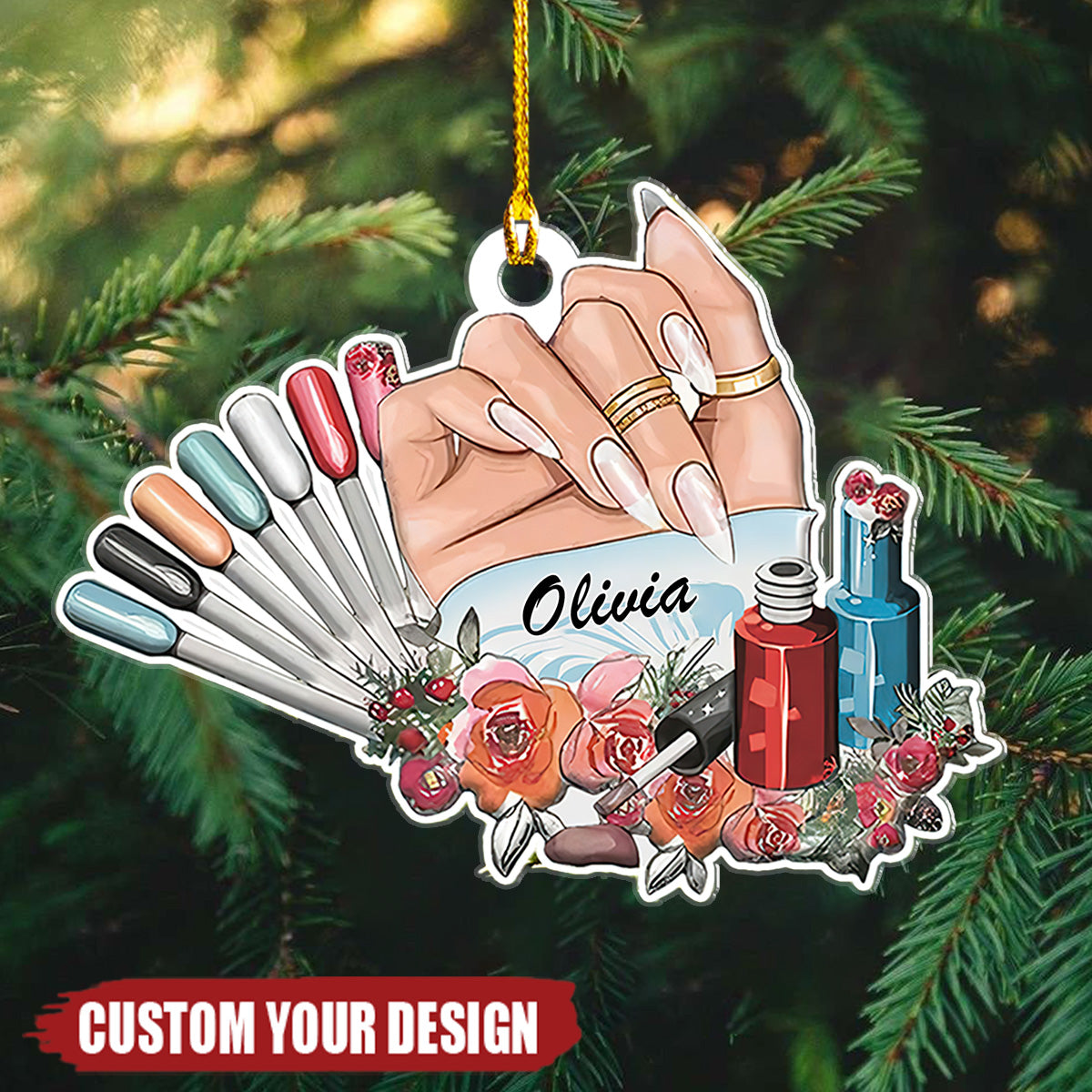 Personalized Makeup Acrylic Ornament - Christmas Gift For Nail Technician