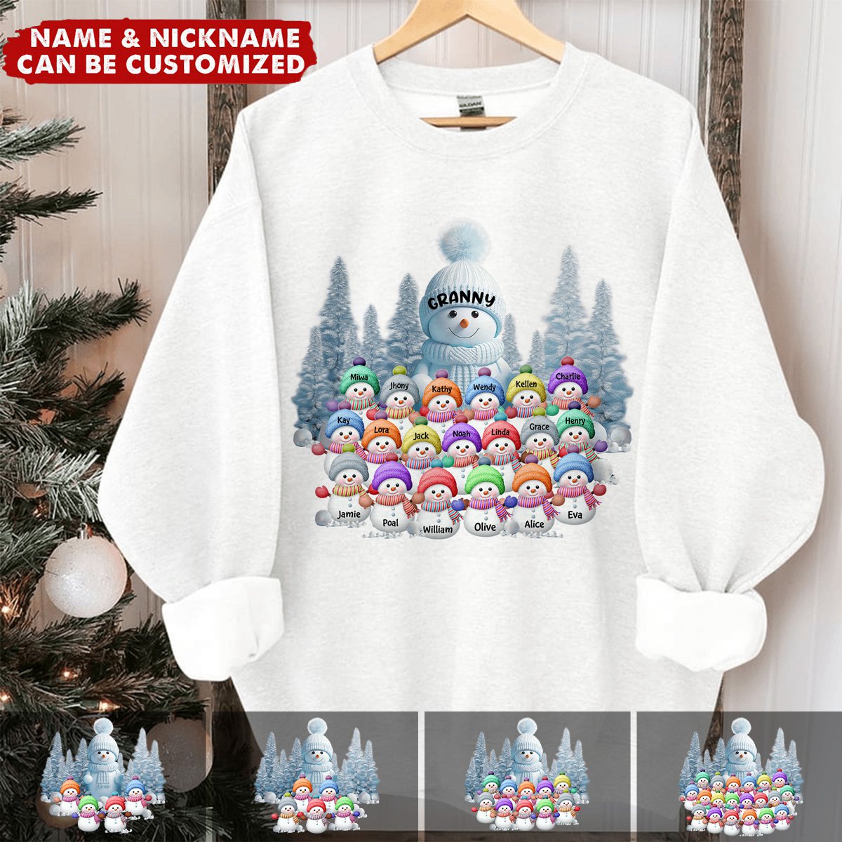Christmas Family Sweaters Personalized Grandparents Christmas Sweatshirt, Ugly Snowman Sweater Warm And Cozy