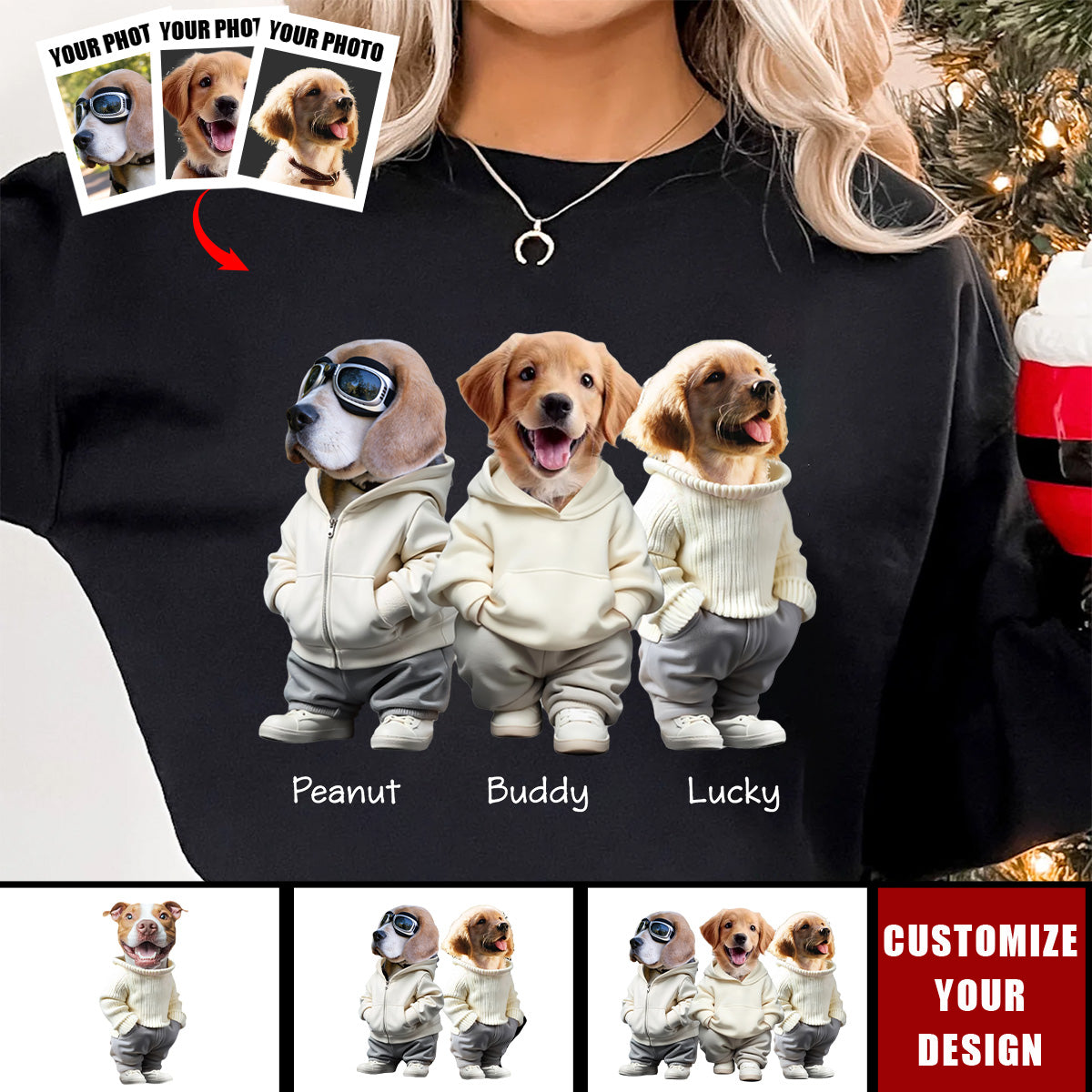 Custom Face Cute Dog  - Personalized Custom Unisex Sweatshirt - Gift For Dog Lovers