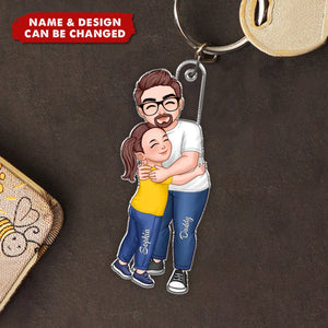 Dad Grandpa Hugging Kid Personalized Acrylic Keychain