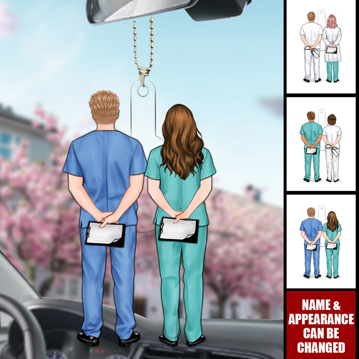 Doctor Couple And Colleagues - Personalized Acrylic Car Ornament - Gift For Doctors
