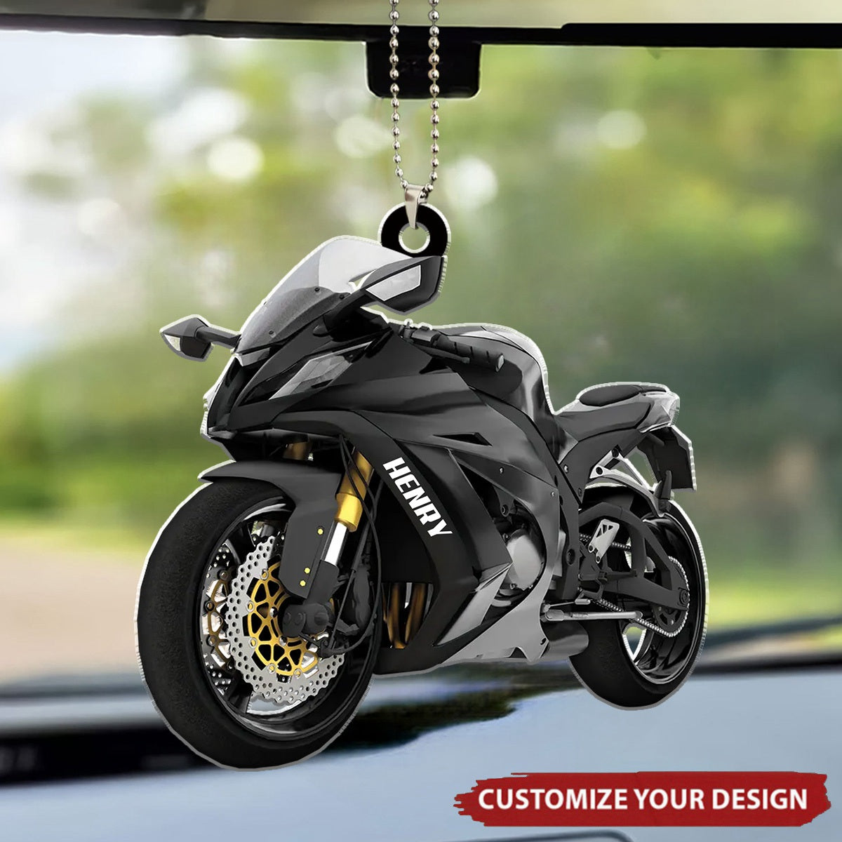 Sport Bike Motorcycle Personalized Acrylic Car Ornament, Gift For Biker