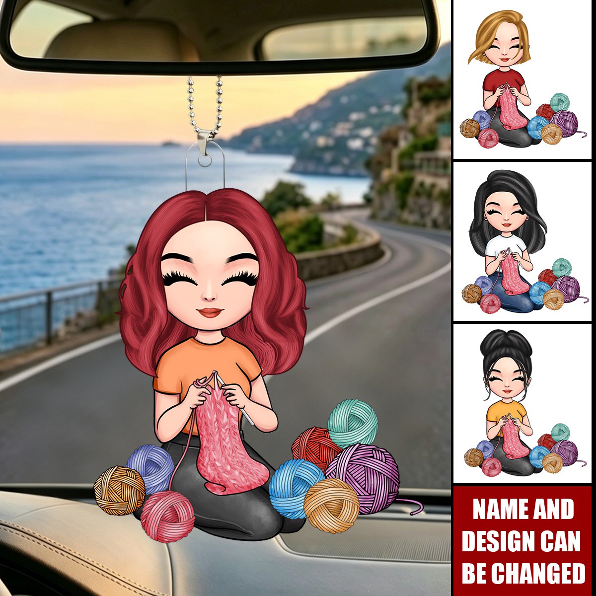 Personalized Acrylic Car Ornament - My Hobby Is Collecting Yarn, Gift For Knitters, Crocheters & Yarn Lovers