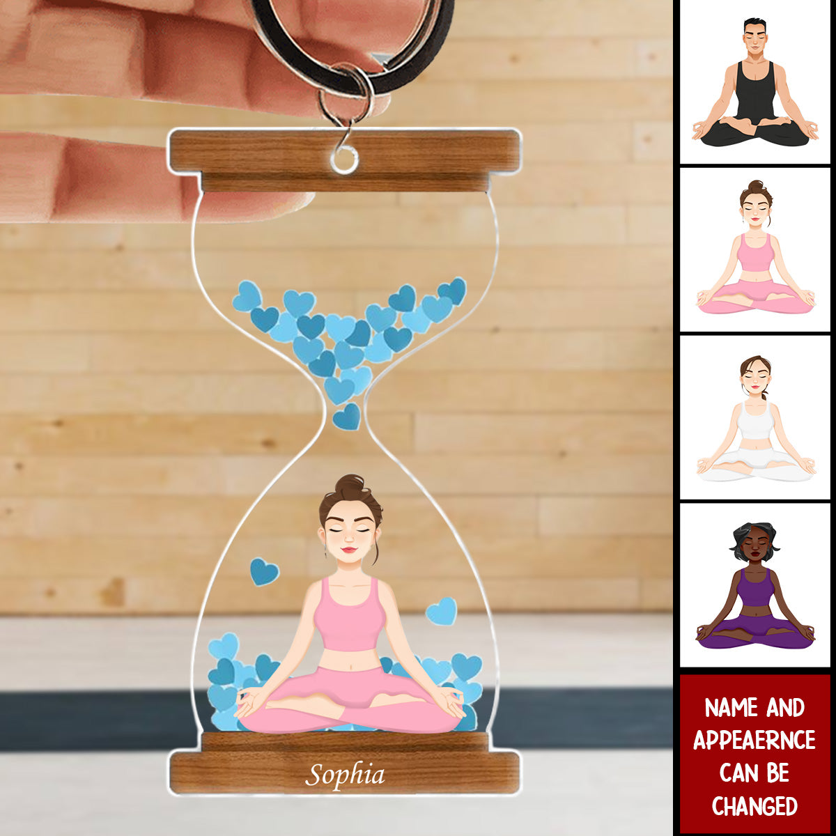 Hourglass - Gift For Yoga Lovers - Personalized Acrylic Keychain