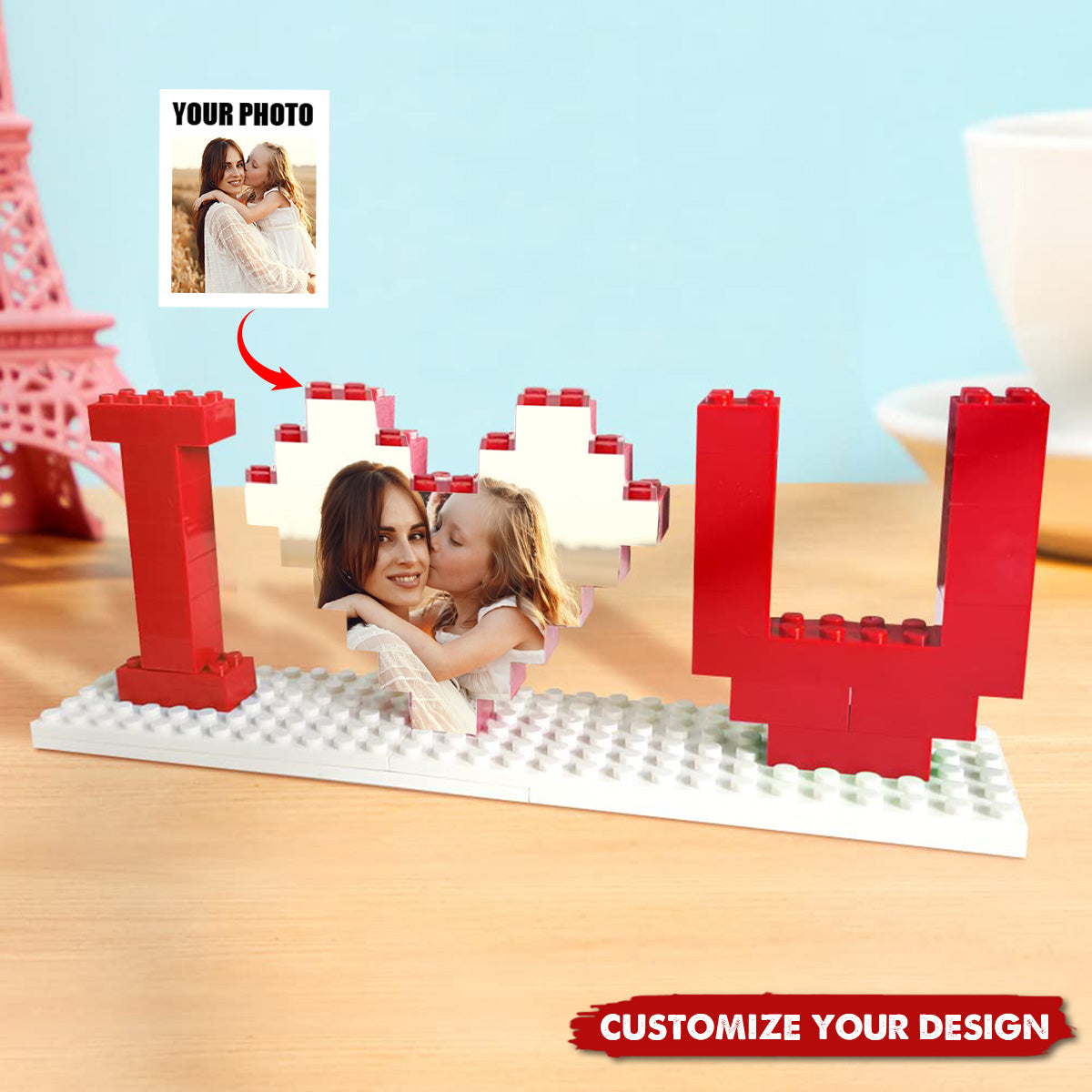 Custom Photo Puzzle I Love You - Personalized Building Blocks Puzzle, Anniversary Gift Mother's Day Gift for Her