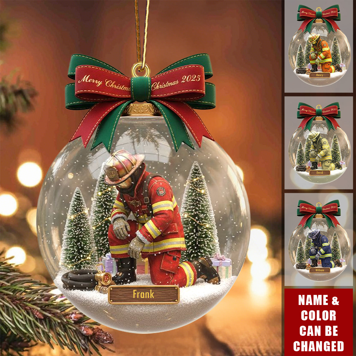 Personalized Gifts For Firefighter Christmas Ornament