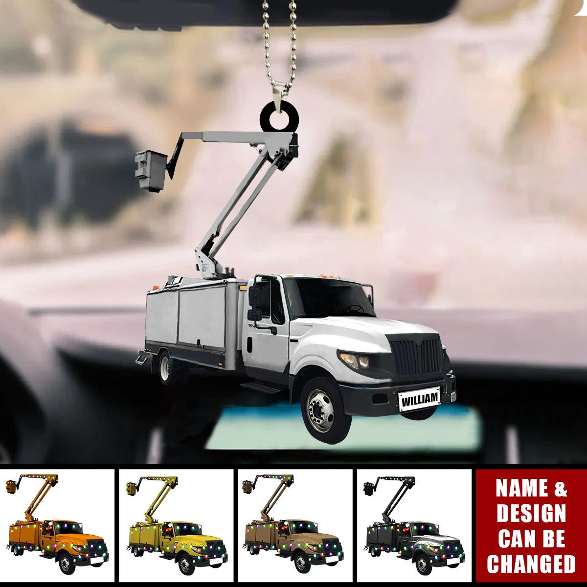 Lineman Bucket Truck - Personalized Custom Car Ornament - Gift for Lineman
