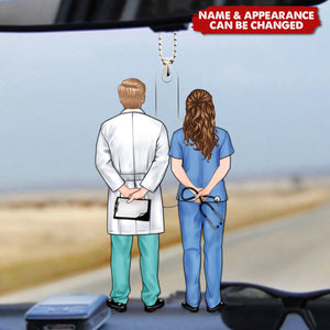 Doctor Couple And Colleagues - Personalized Acrylic Car Ornament - Gift For Doctors