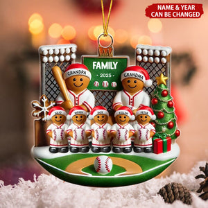 3D Effect Baseball Gingerbread Family On Field Sport Lover Personalized Acrylic Ornament