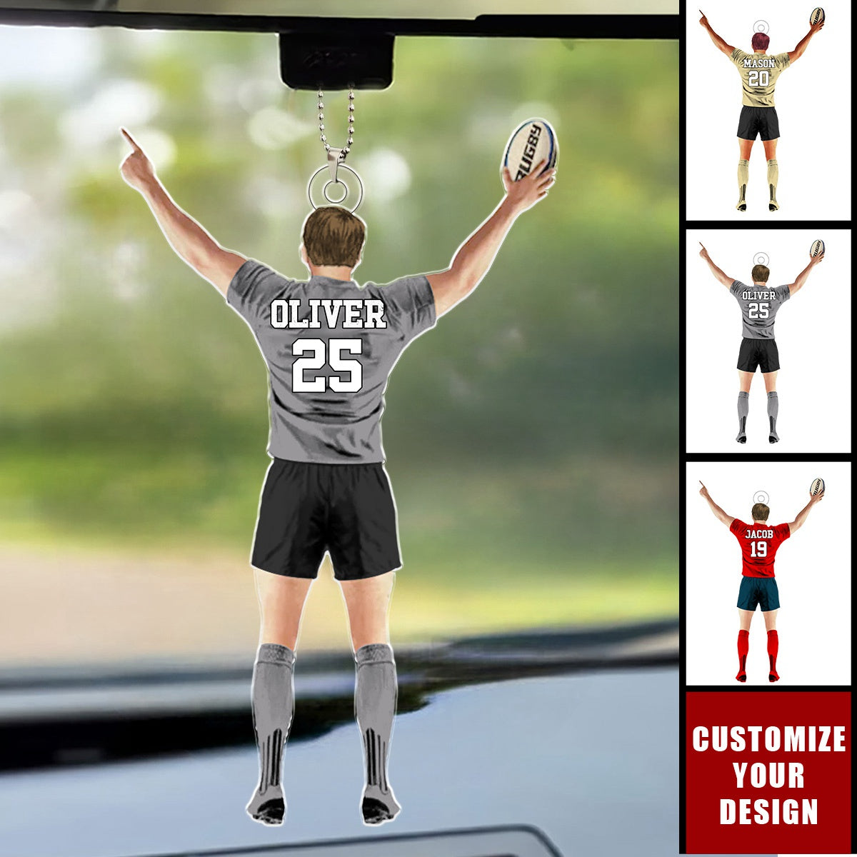 Rugby Male/Boy/Man Player - Personalized Acrylic Car Ornament