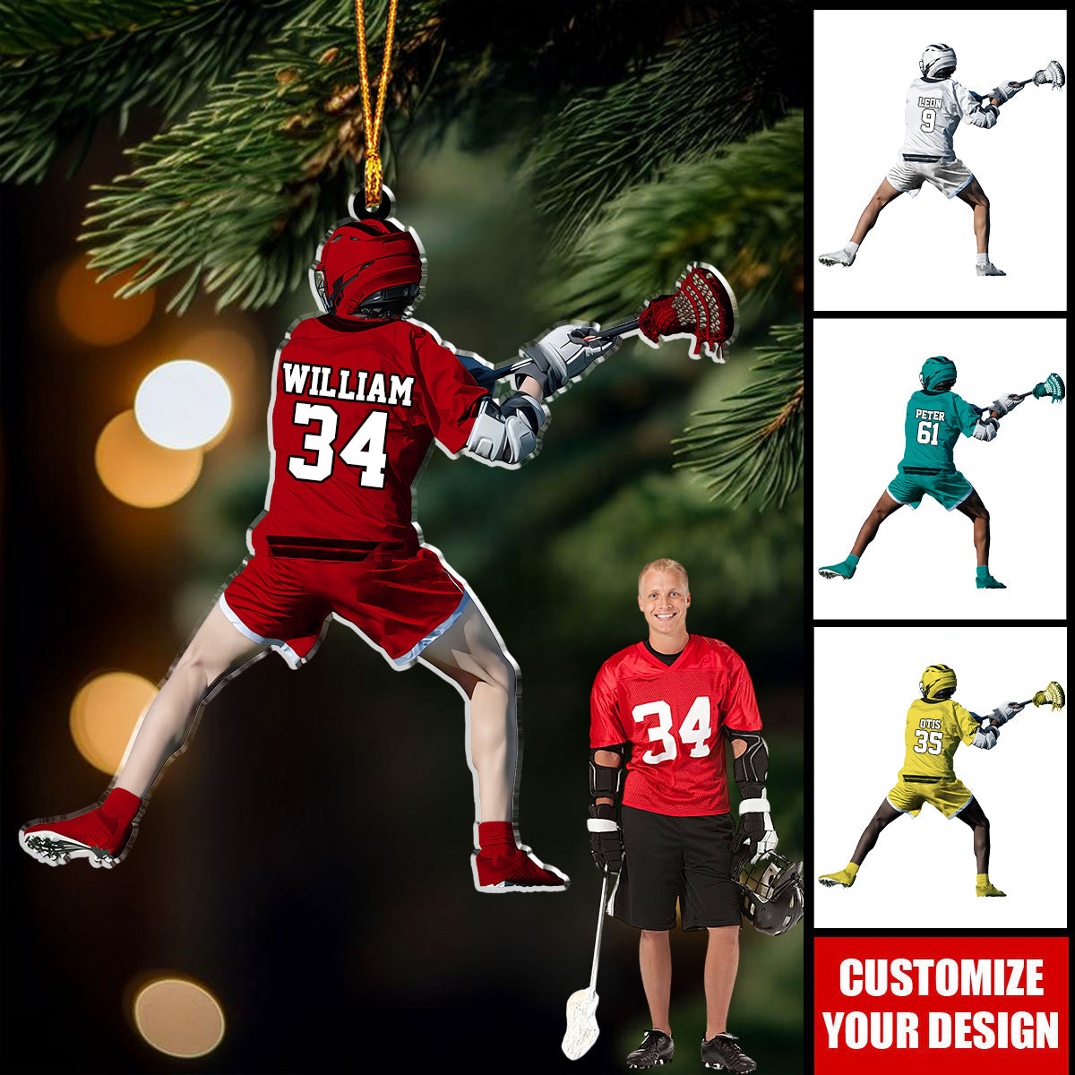 Personalized Lacrosse Player Christmas Ornament - Gift For Lacrosse Lover