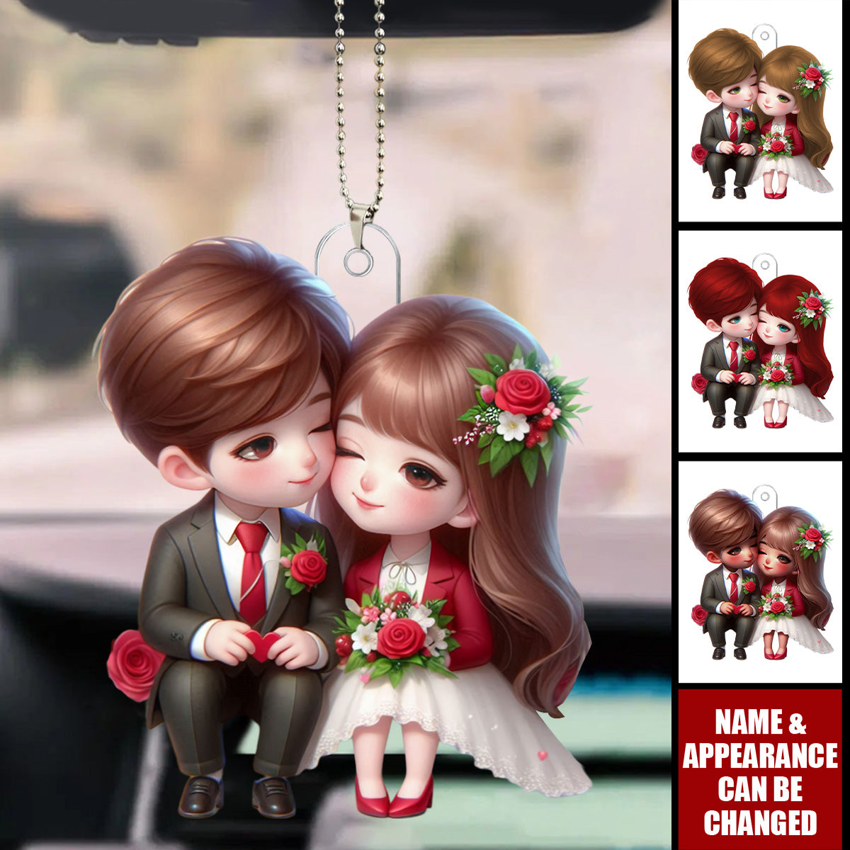 Newlywed Couple - Personalized Acrylic Car Ornament - Valentine's Day Gift