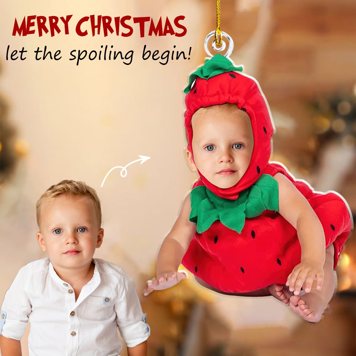 Food And Fruit Baby - Personalized Acrylic Photo Ornament, Gift For Kids