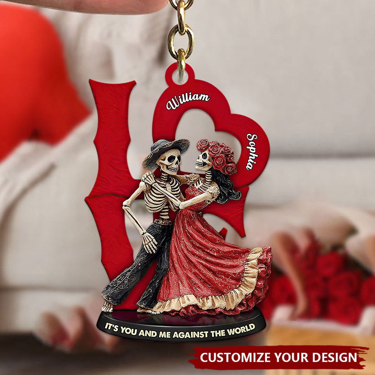 Personalized Gifts For Skull Couple Keychain