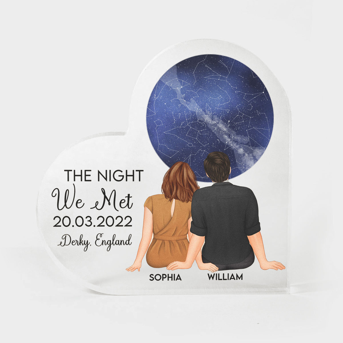 The Night We Met Custom Star Map - Personalized Heart Shaped Acrylic Plaque