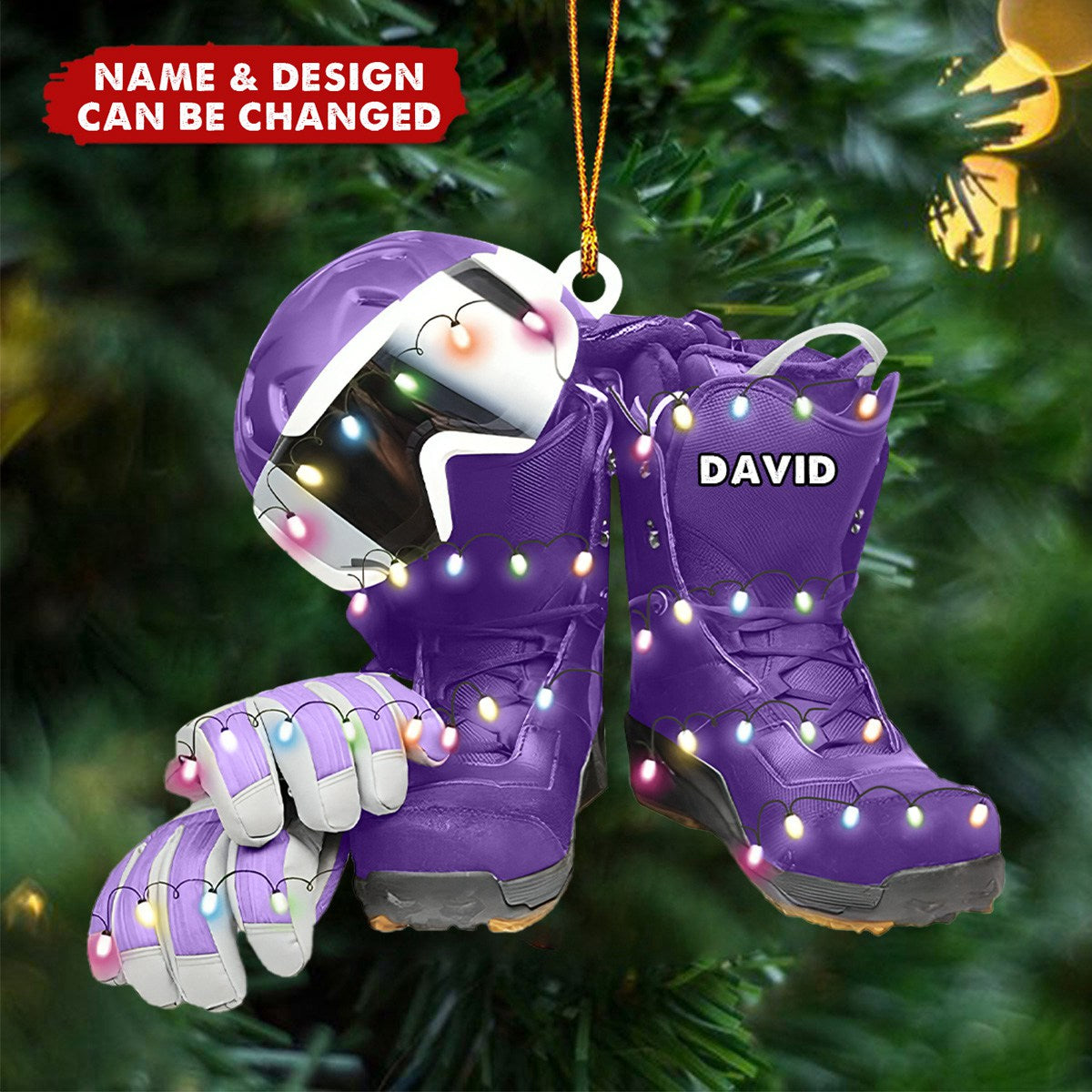 Personalized Skiing Shoes Acrylic Ornament, Winter Sports Ornaments