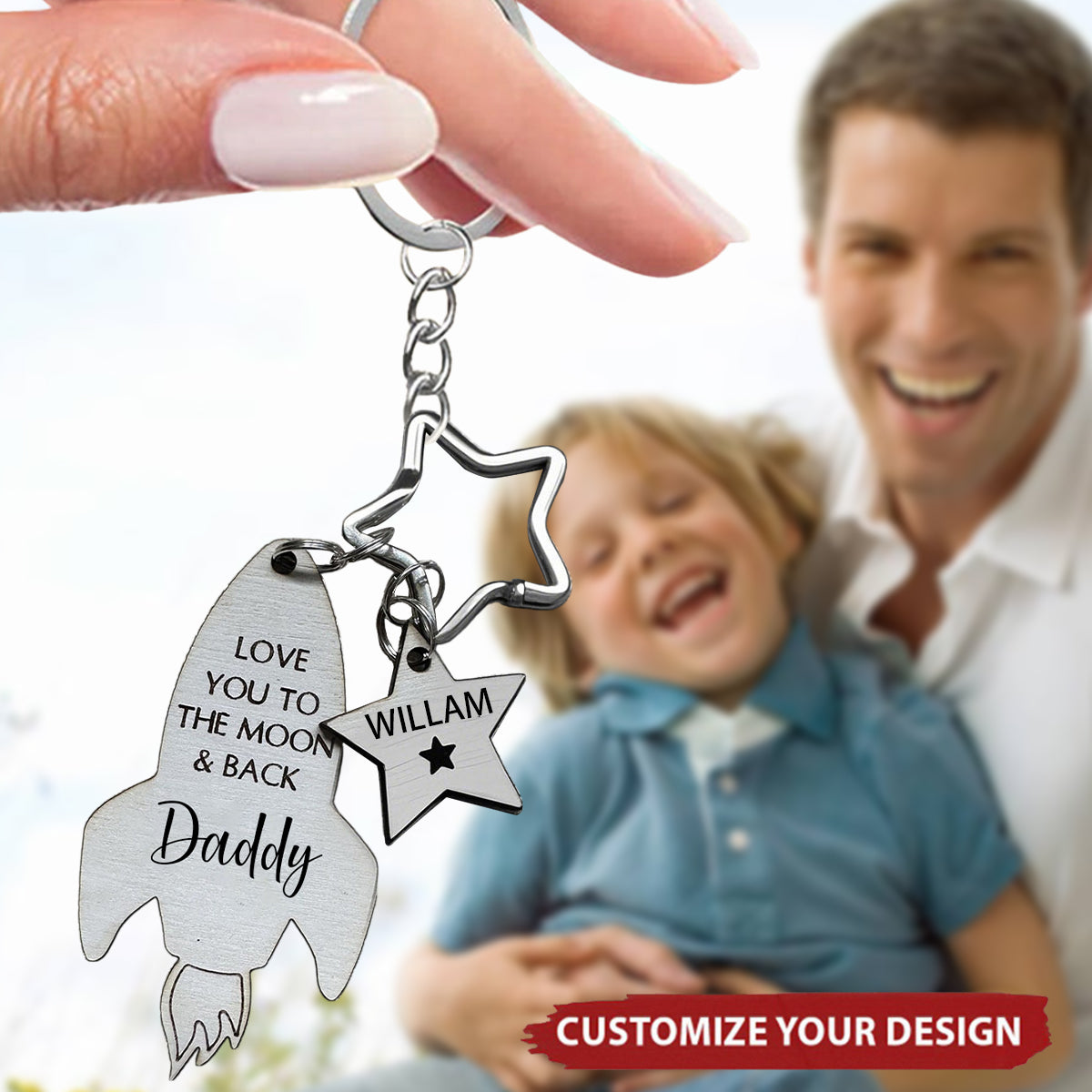 Love You To The Moon And Back - Personalised Keychain