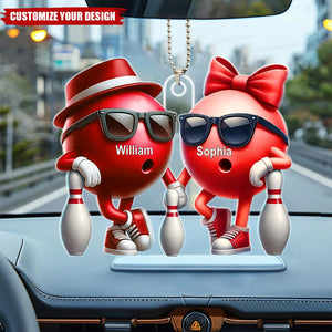 Bowling Couple Together - Personalized Car Ornament