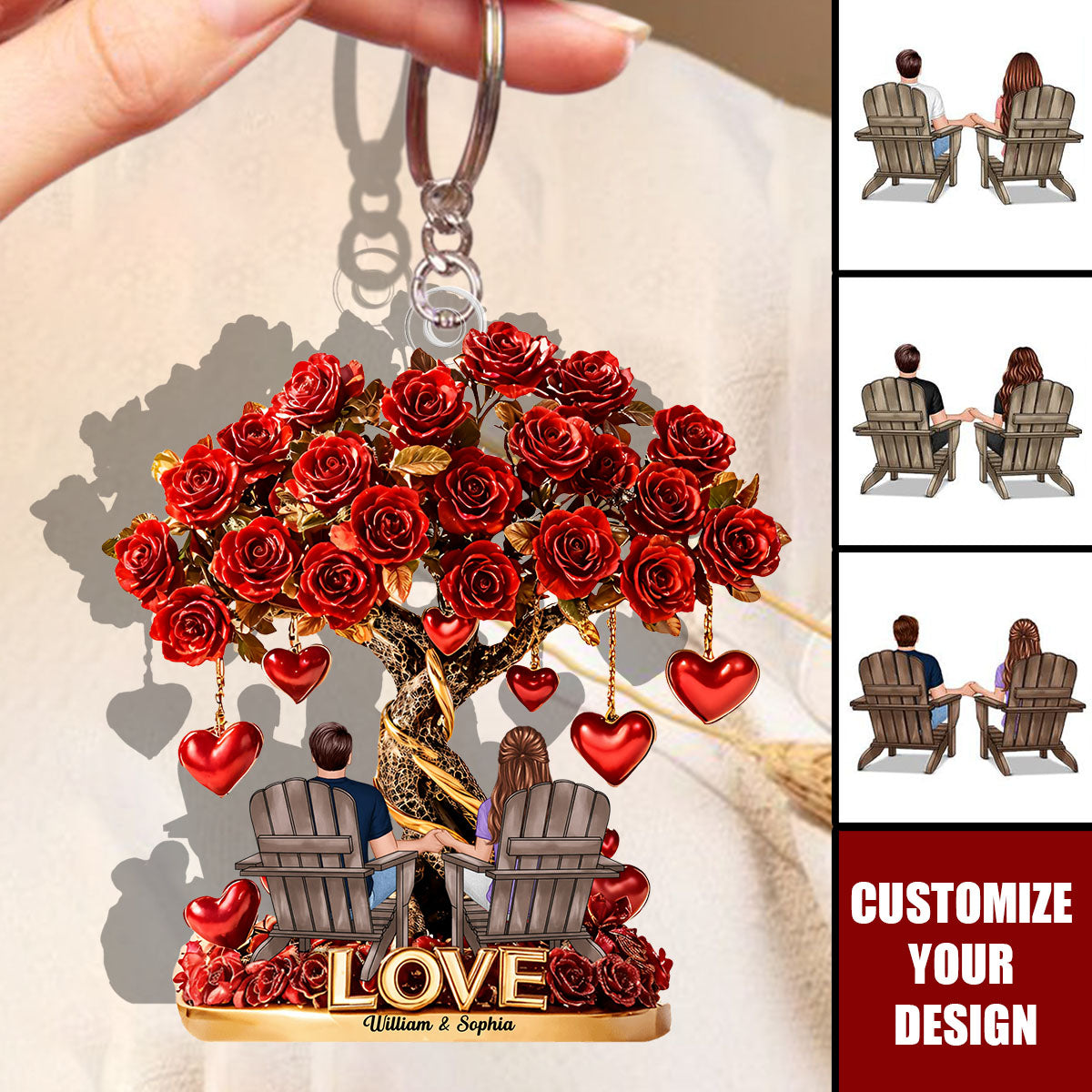 Tree Of Love - Personalized Couple Keychain