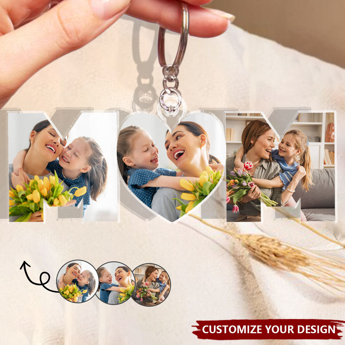 Custom Photo Dad, Mom Drive Safe - Personalized Photo Keychain