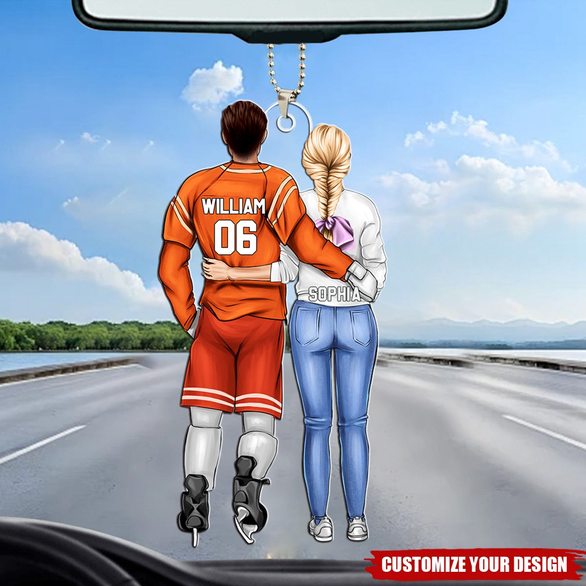 Personalized Gifts For Hockey Couple Car Ornament
