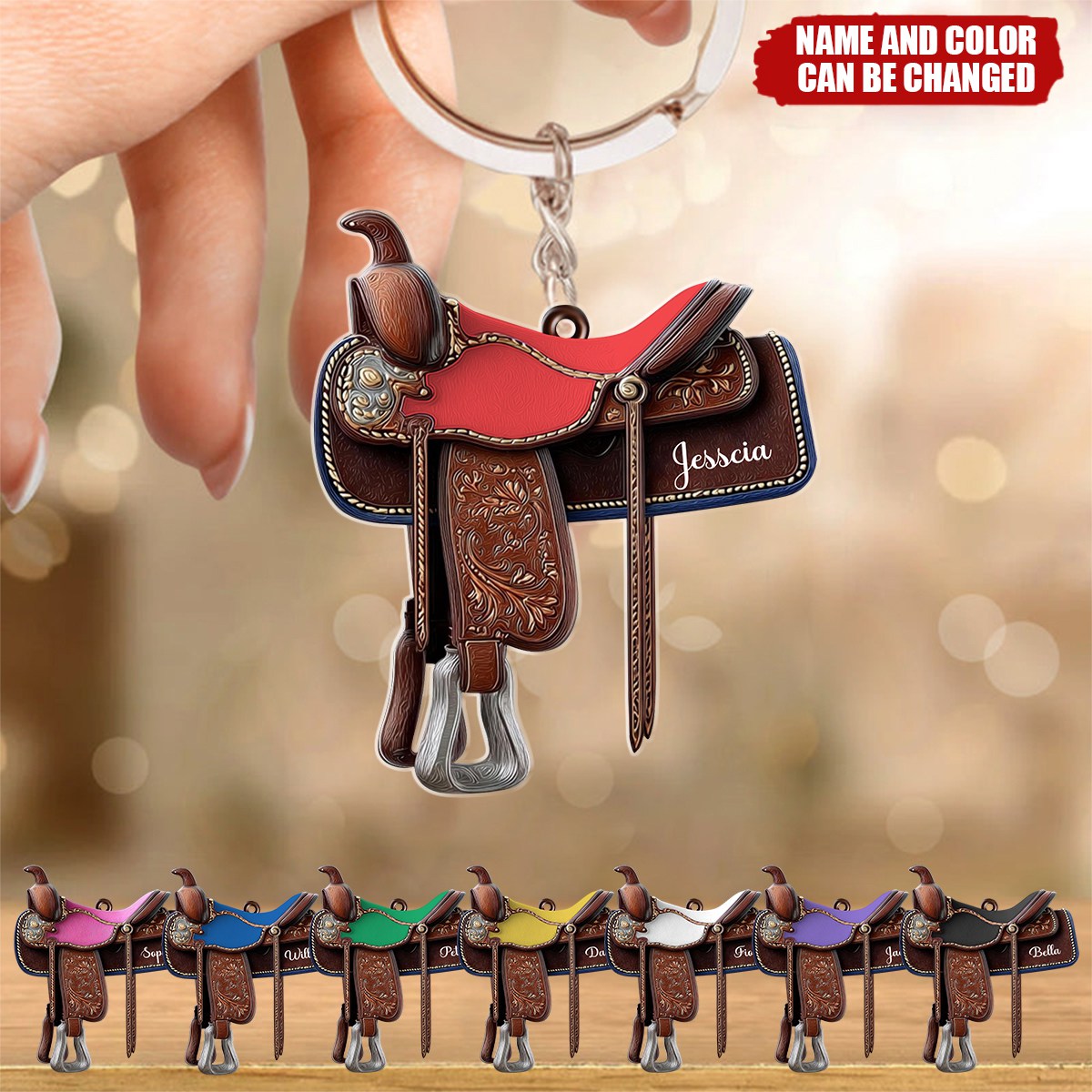 Custom Cowboy/ Cowgirl Western Horse Saddle Acrylic Keychain