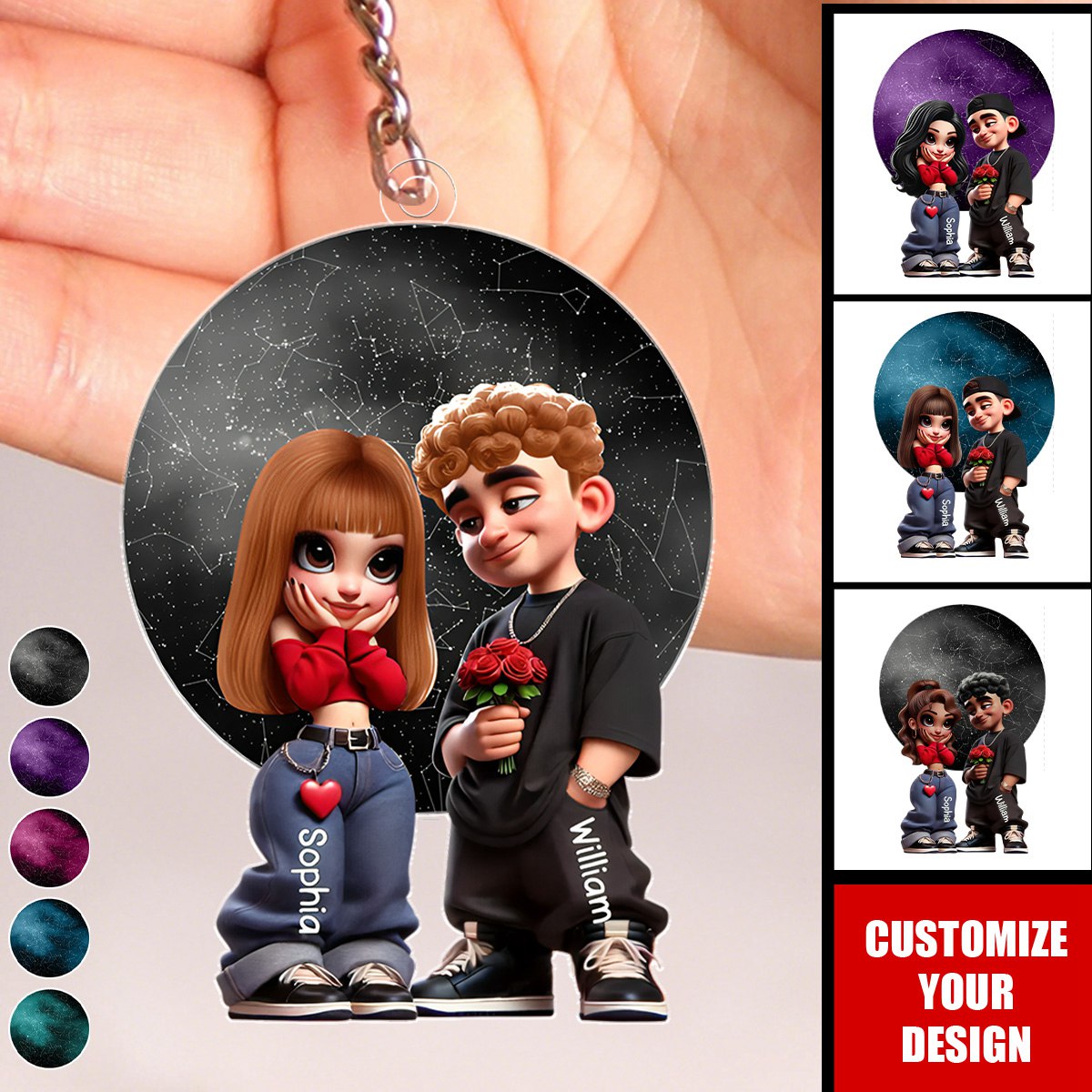 Y2K Couple Personalized Acrylic Keychain - Perfect Gift For Couple