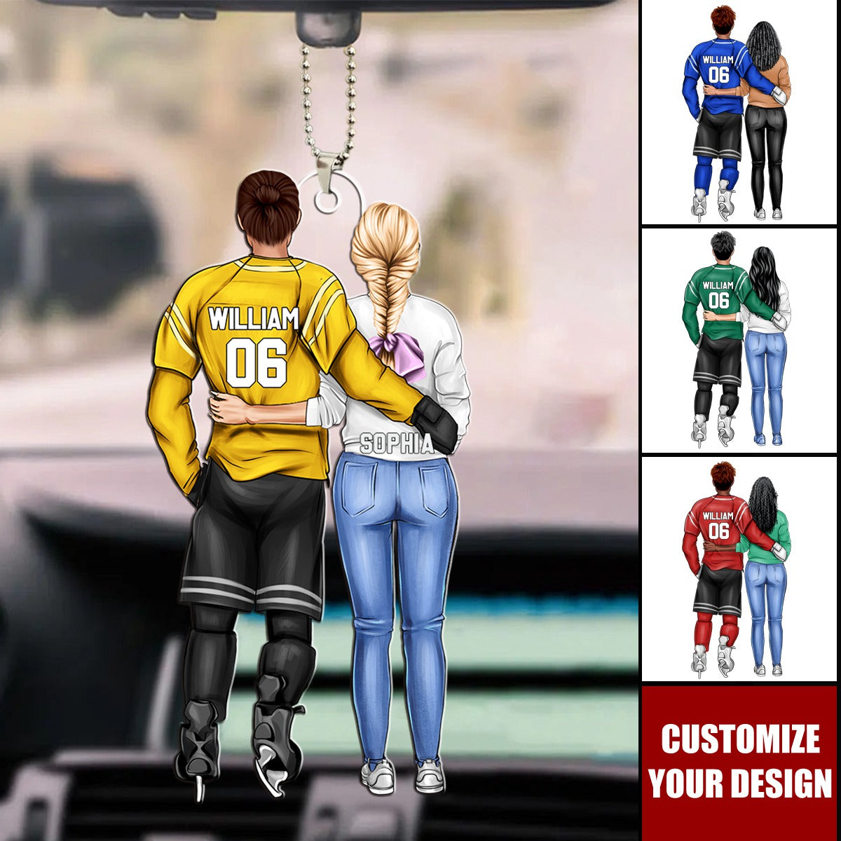 Personalized Gifts For Hockey Couple Car Ornament