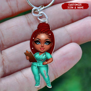 Black Nurse Personalized Acrylic Keychain