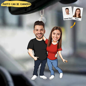 Hubby & Wifey - Personalized Photo Matching Car Ornament
