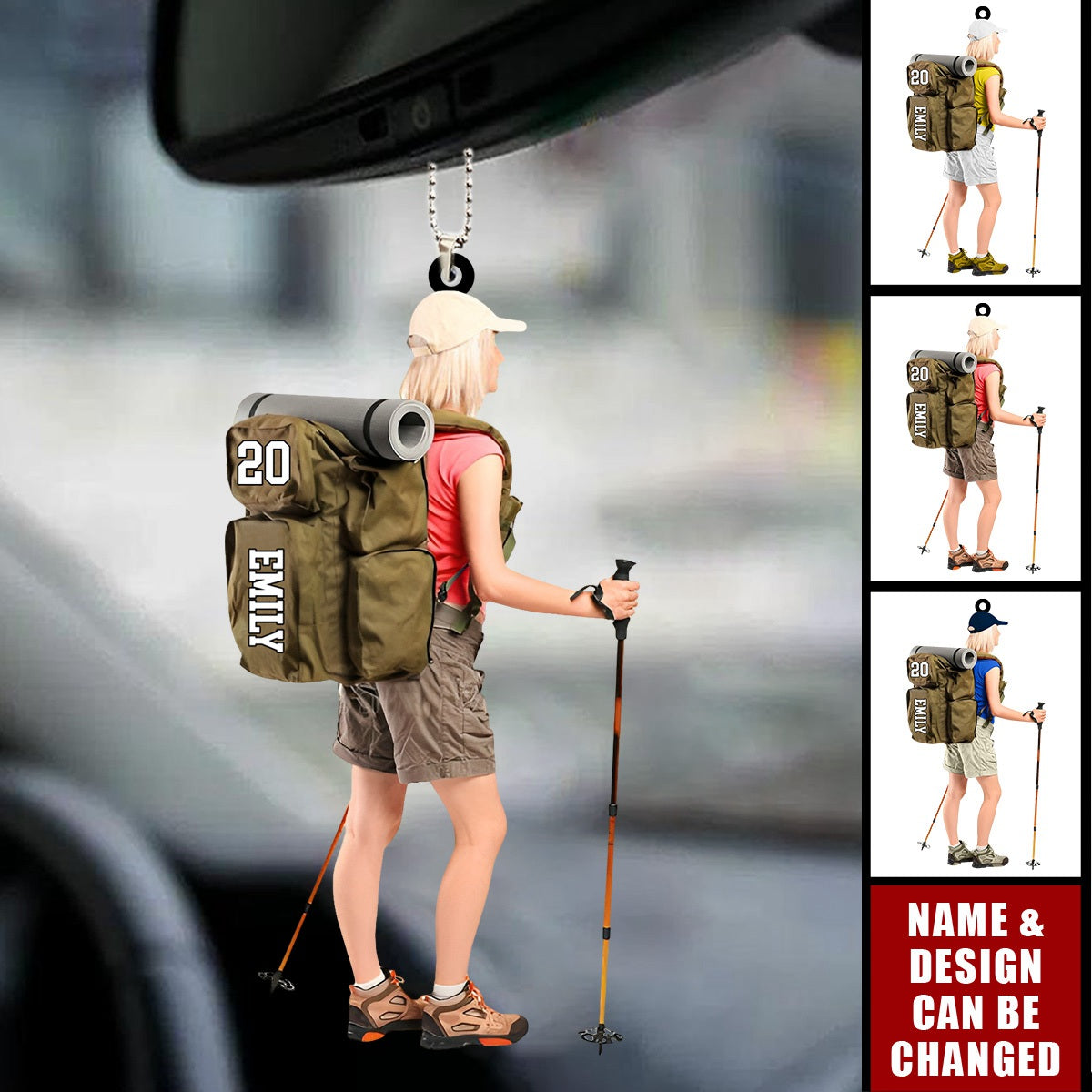 Personalized Hiking Girl Car Ornament - Gift For Hiking Lovers, Climbing Gifts
