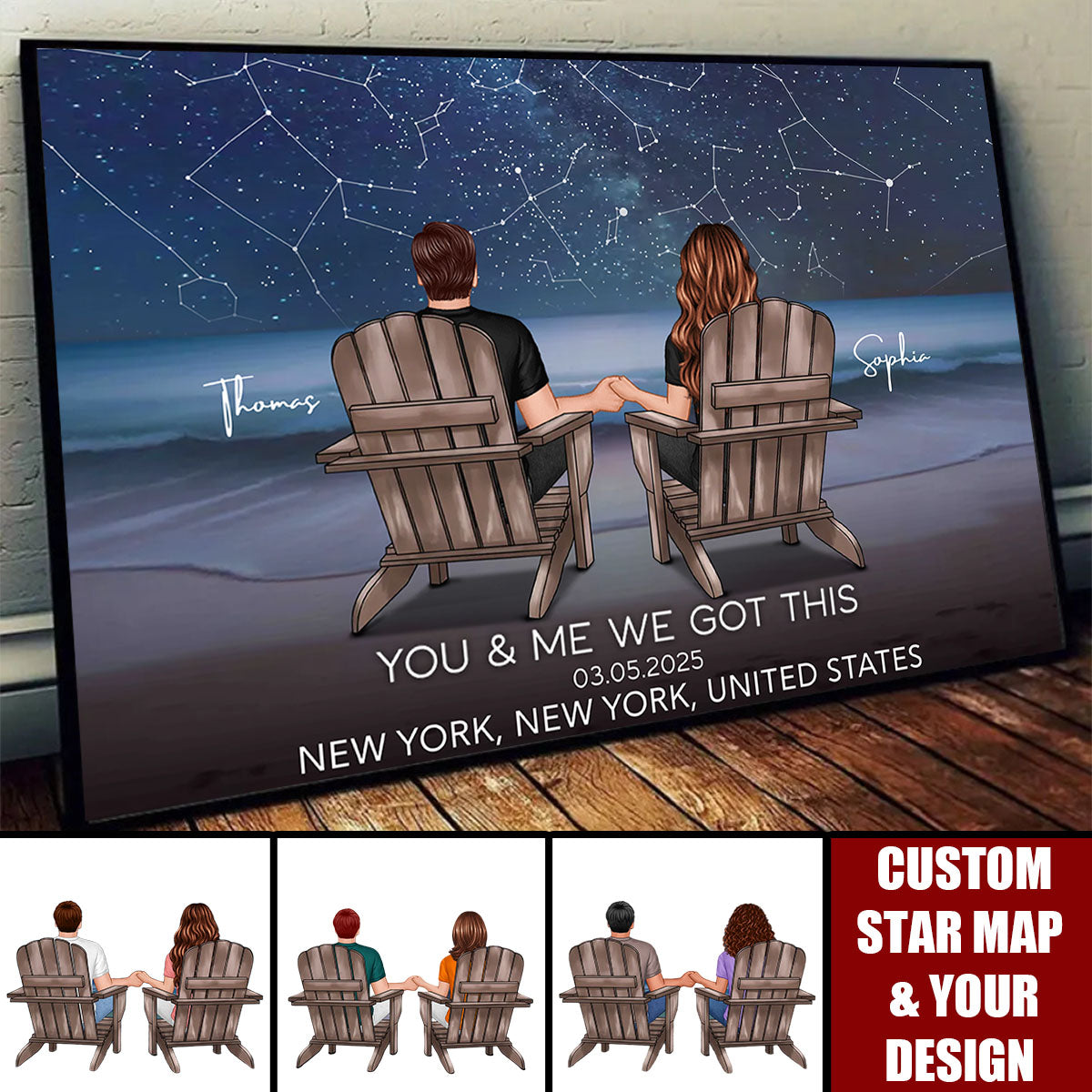 Eternal Love Couple Custom Star Map Landscape Personalized Poster
