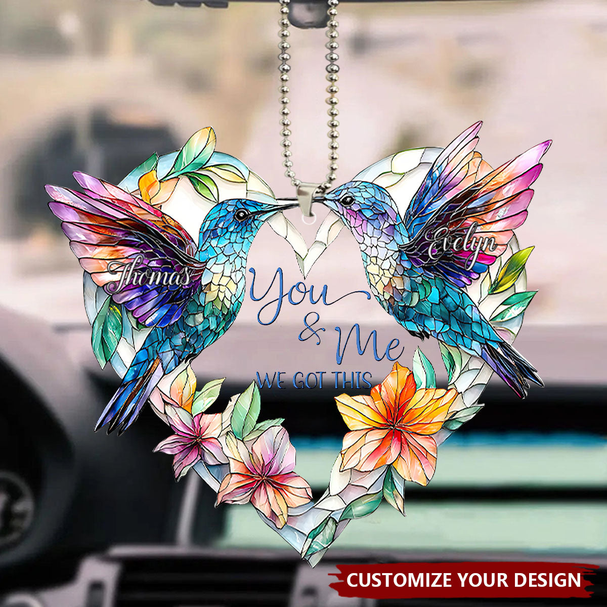 Hummingbird Couple - Personalized Acrylic Car Ornament