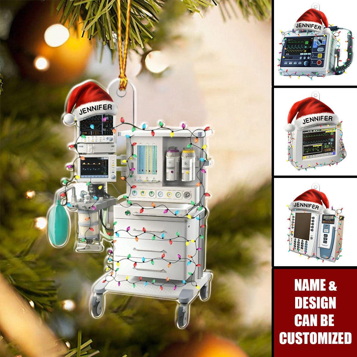 Hospital Machines Flattened Design Gift For Nurse - Personalized Acrylic Ornament