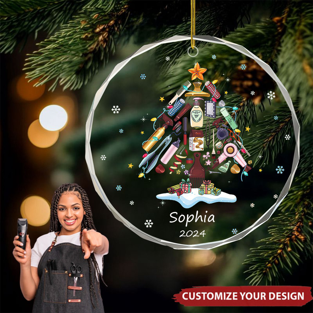 Custom Hairdresser Ornament - Personalized Hair Salon Gift