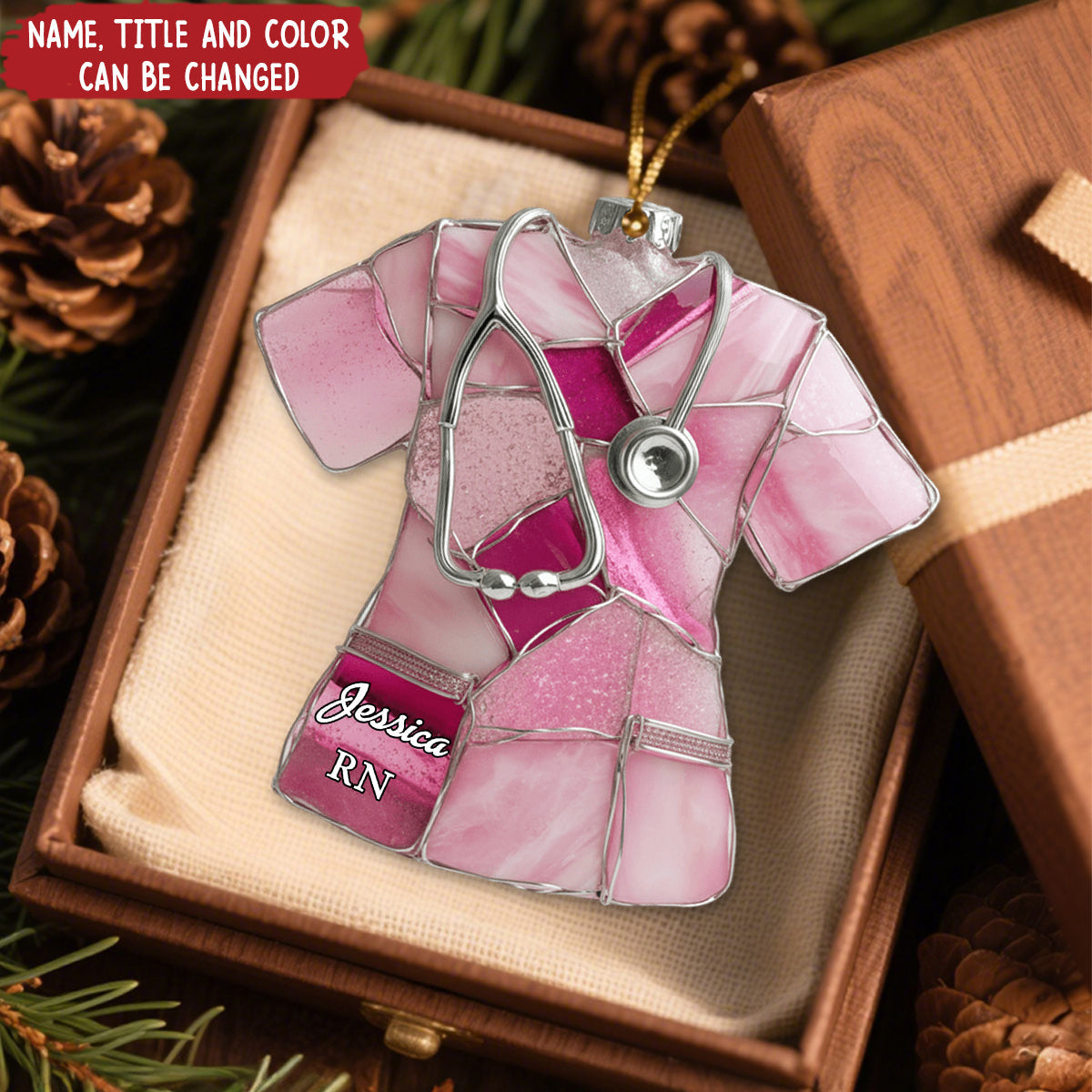 Sea Glass Nurse Scrub - Personalized Christmas Acrylic Ornament