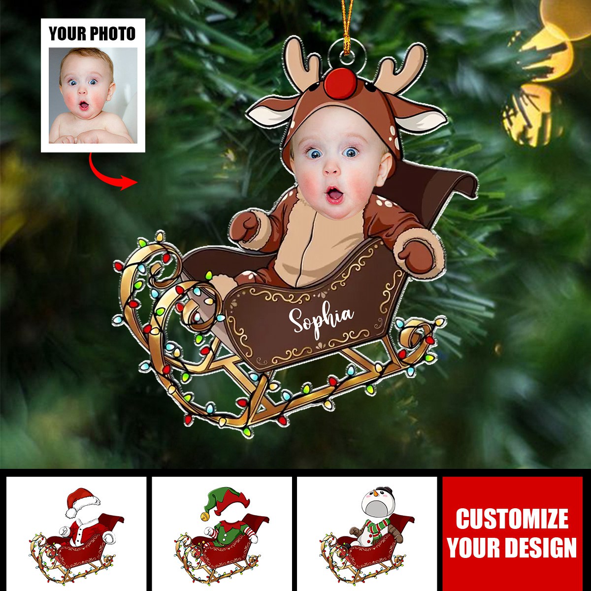 Custom Photo My Little Santa - Family Personalized Ornament