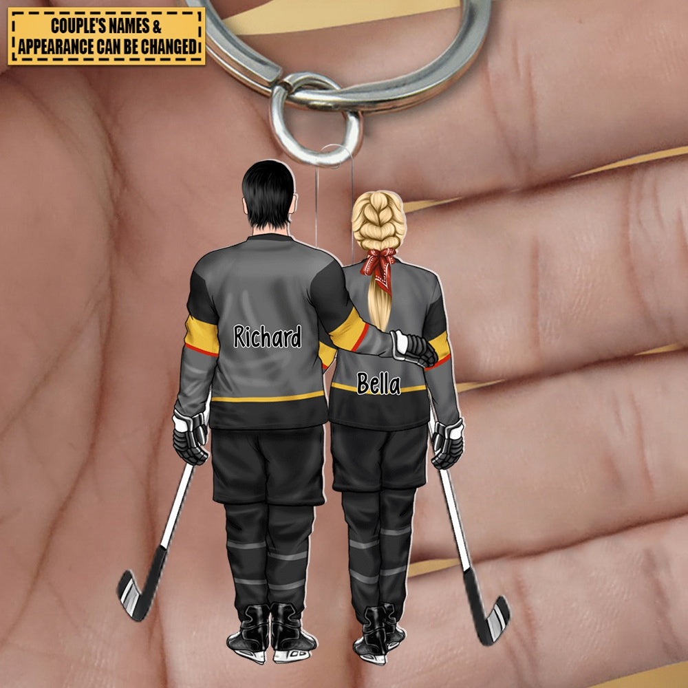 Ice Hockey Partners for Life - Personalized Gifts Custom Keychain for Couples, Ice Hockey Lovers