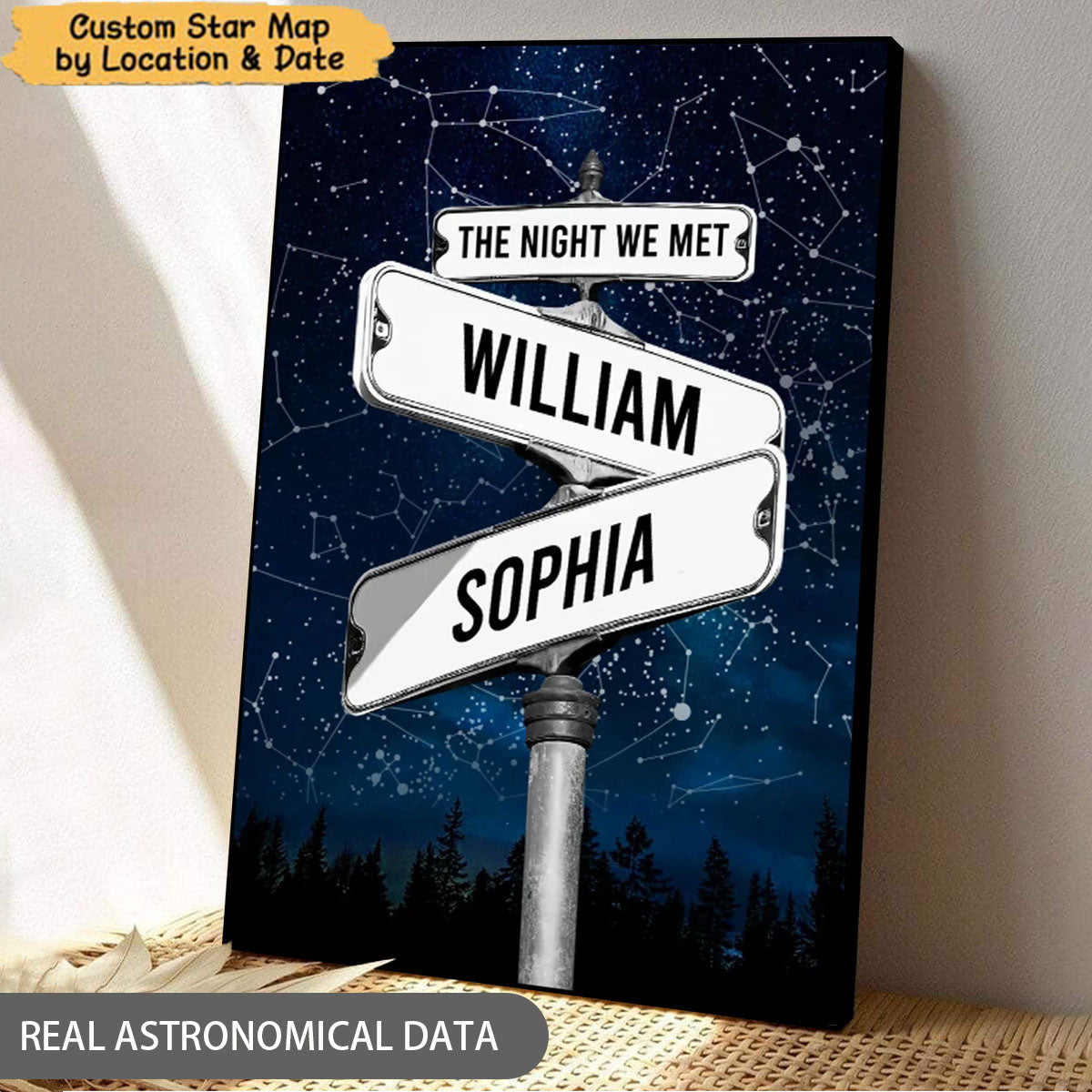 Custom Star Map Street Sign Personalized Poster - Gift For Couple
