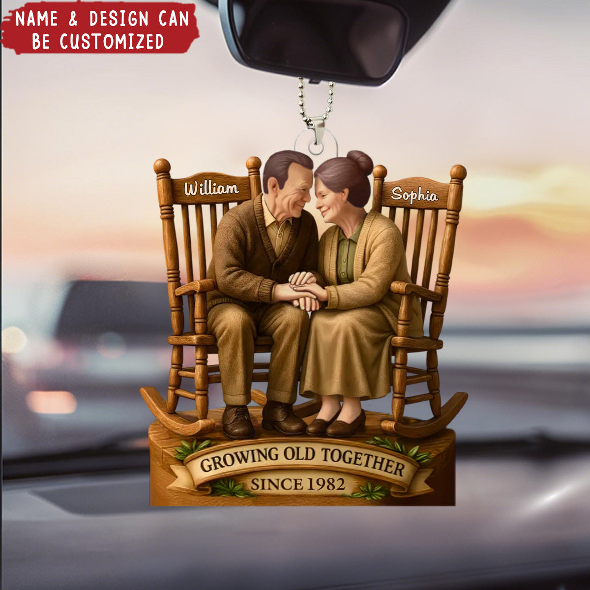 Love That Grows With Time - Personalized Acrylic Car Ornament, Gift For Husband Wife, Anniversary