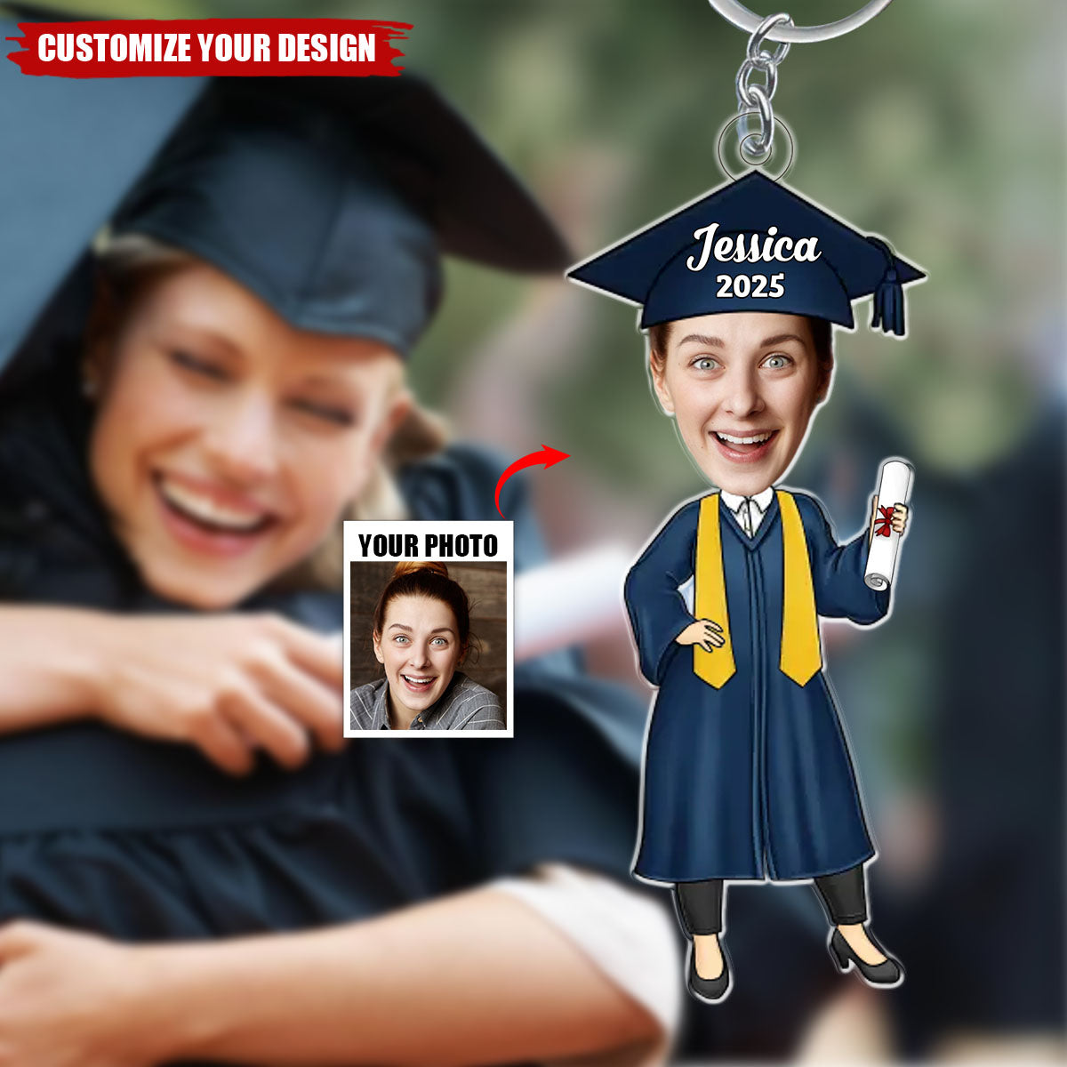 Custom Photo You Belived You Could So You Did - Personalized Acrylic Keychain, Graduation Gift For Family Members