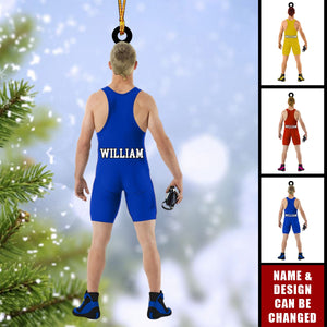 Personalized Wrestler Christmas Acrylic Ornament, Wrestling Ornament For Wrestler Lovers