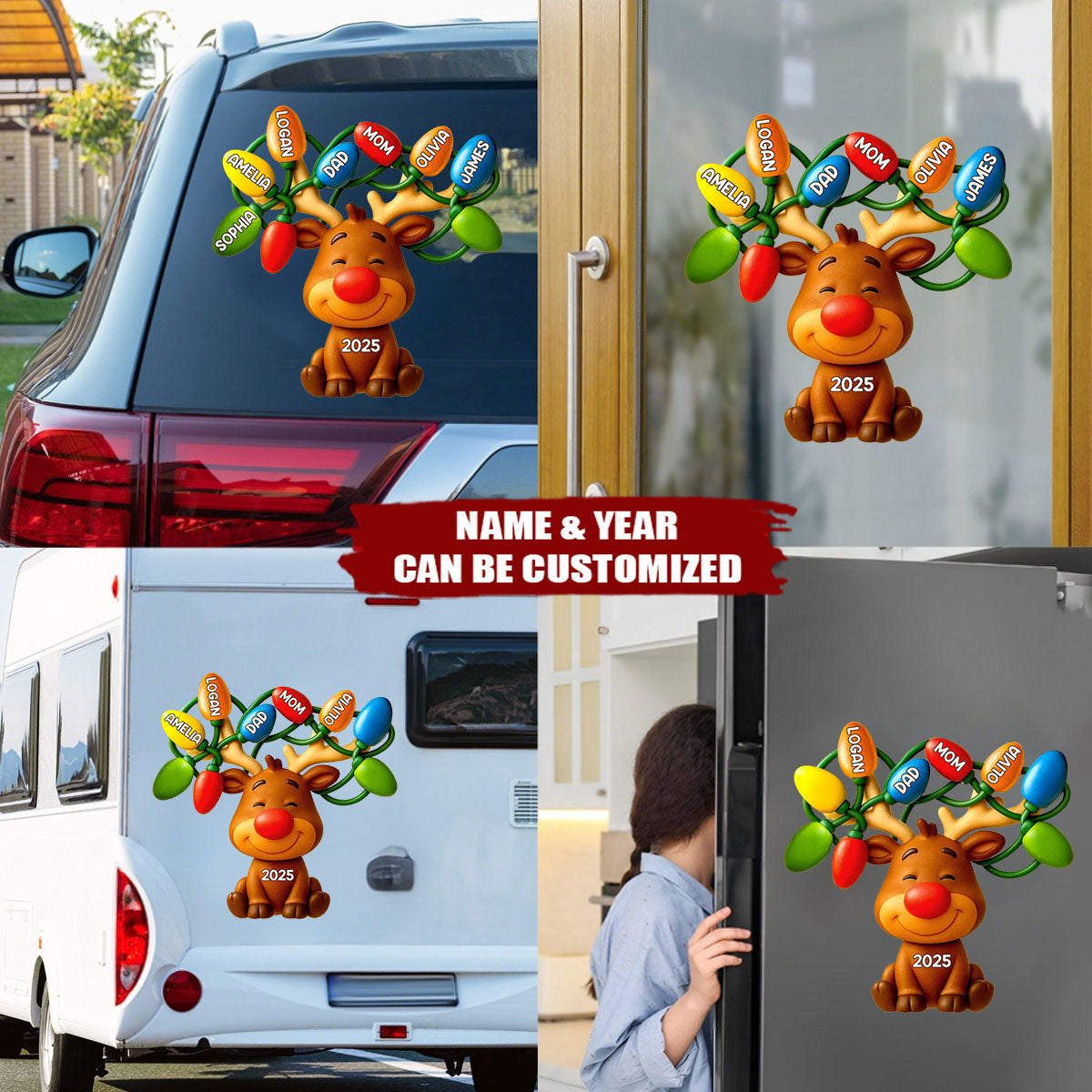 Our Reindeer Crew - Personalized Family Decal, Gifts For Mom, Dad, Kids